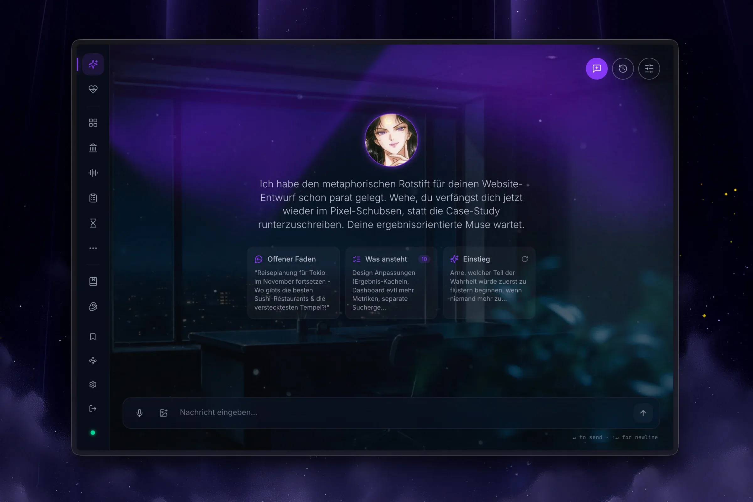 Nyx — AI Companion — interface